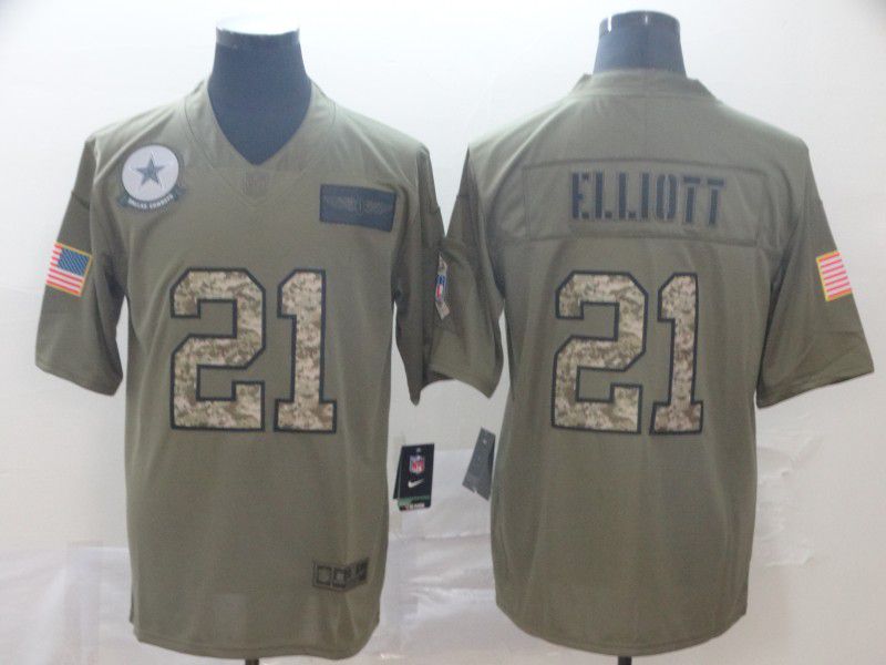 Men Dallas Cowboys #21 Elliott Camo Nike Olive Salute To Service Limited NFL Jersey->dallas cowboys->NFL Jersey
